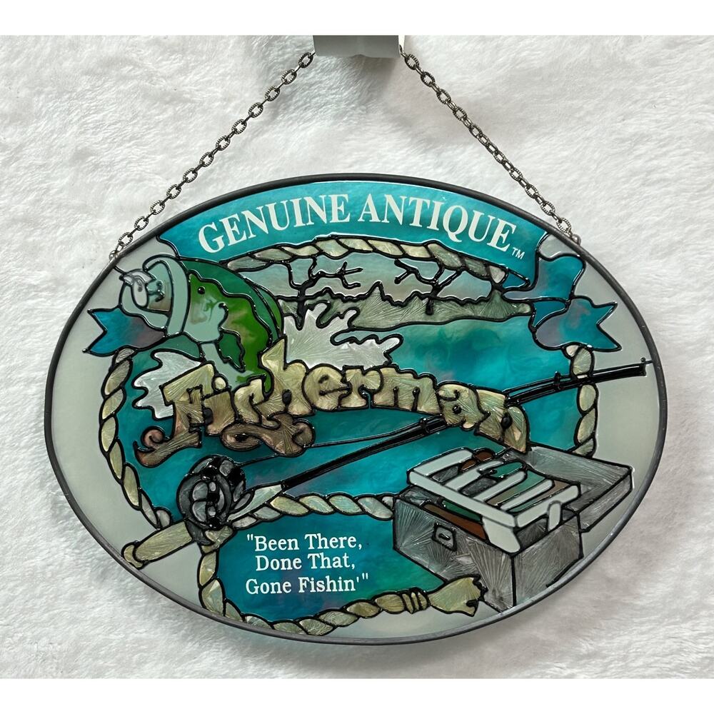 Joan Baker Designs‎ Fisherman Stained Glass Look Plaque "Been There Done That